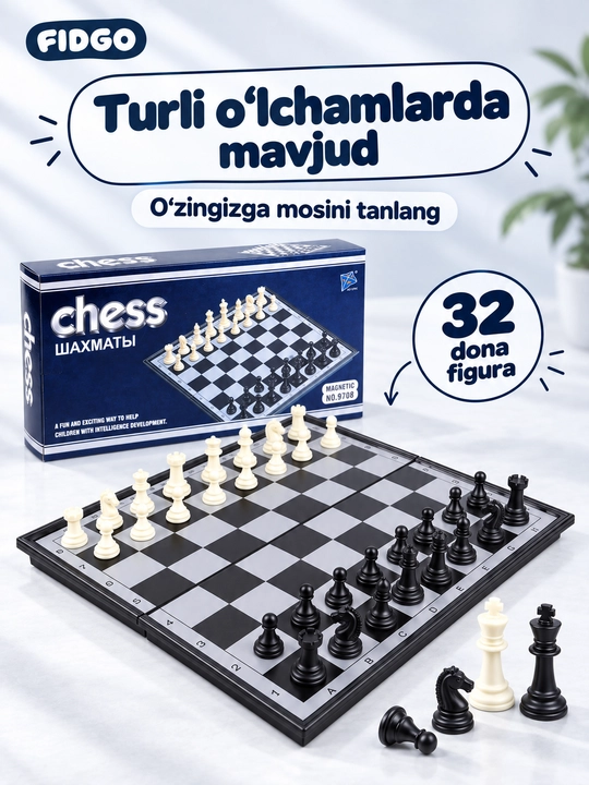 Magnitli shaxmat FIDGO, buklanadigan taxta bilan