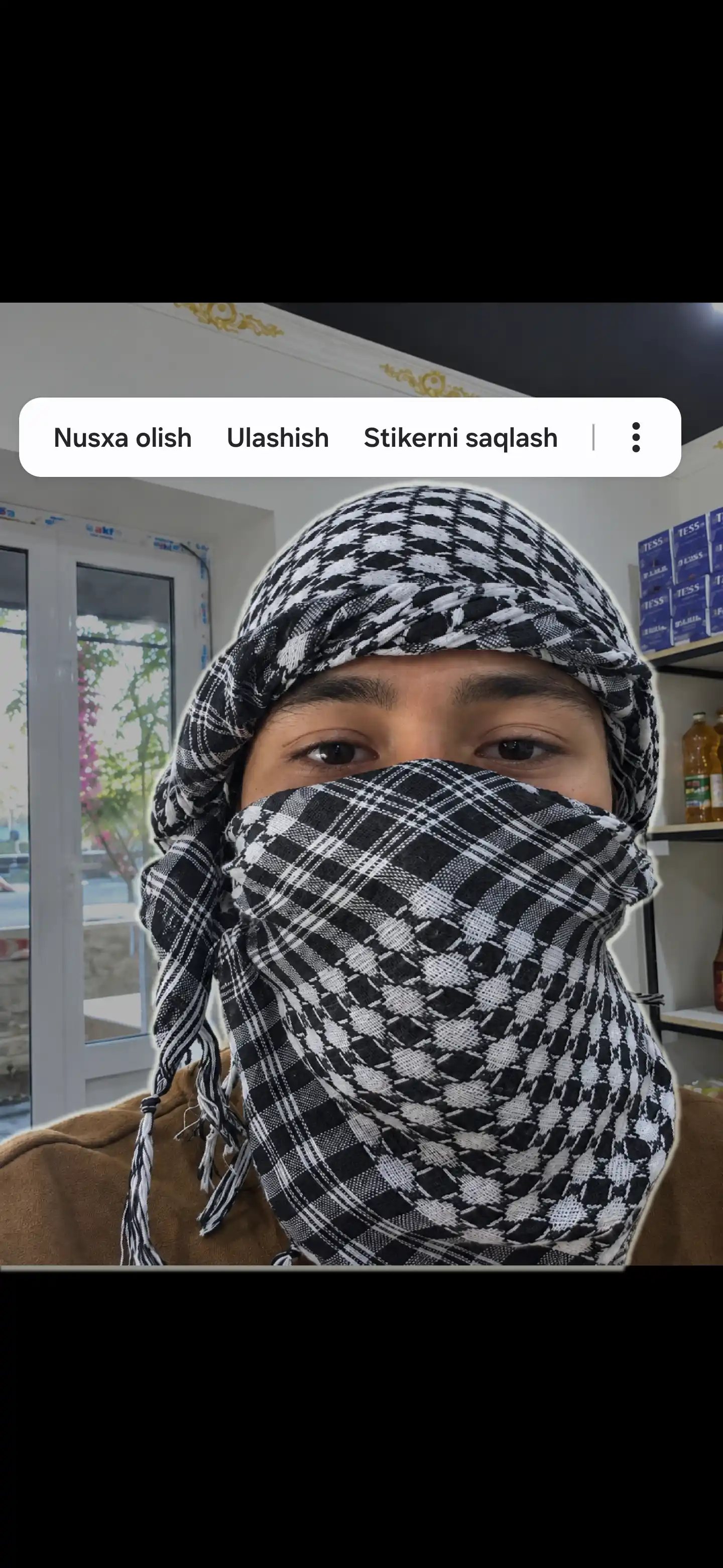 Kufiya (arafatka) – arabcha sharf-ro‘mol 100×100 sm, poliestr, uniseks