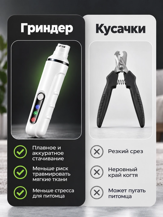 Mushuk va itlar uchun elektr tirnoq grinderi, LED yoritgichli silliqlagich