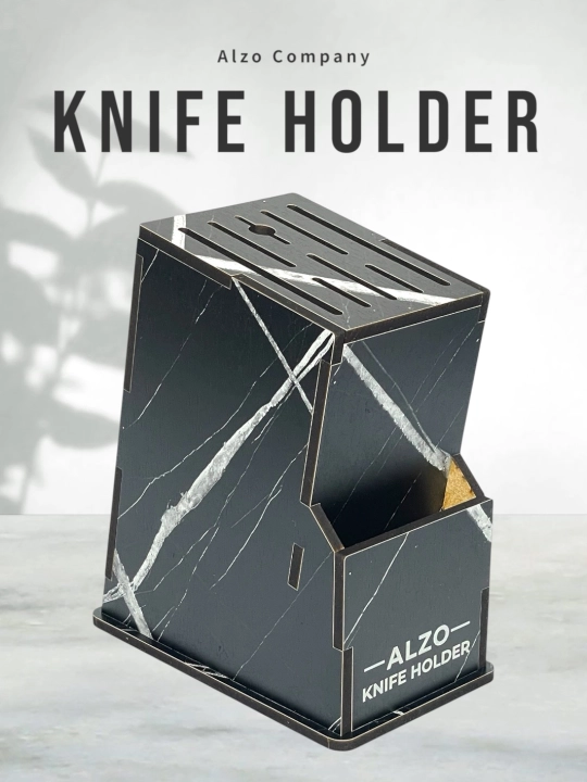 Pichoqlar uchun podstavka — Alzo Knife Holder, oshxona taxta pichoqlari organizatori - 