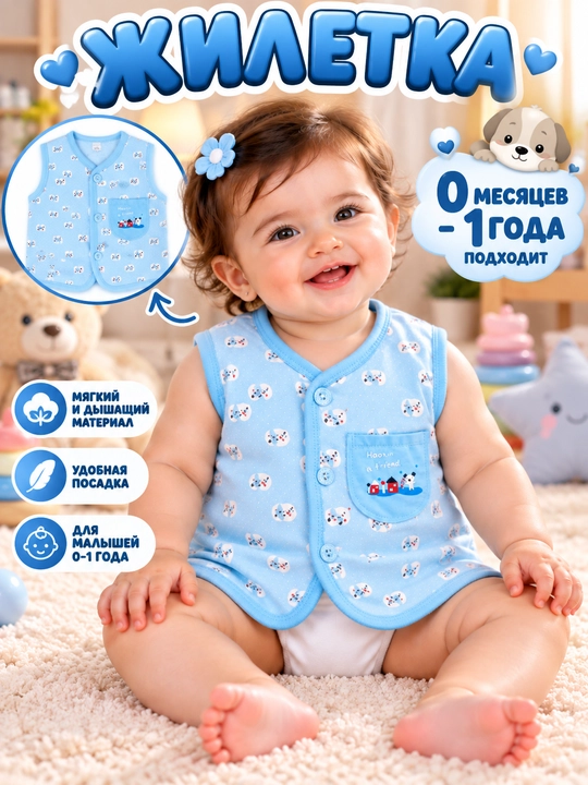 Жилетка для малыша, Детская одежда, 0–1 год - 