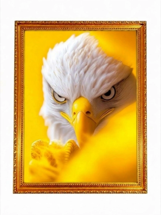 Ramkali dekorativ rasm "Jiddiy oq burgut", interyer uchun zamonaviy devor rasmi, 40x30 sm