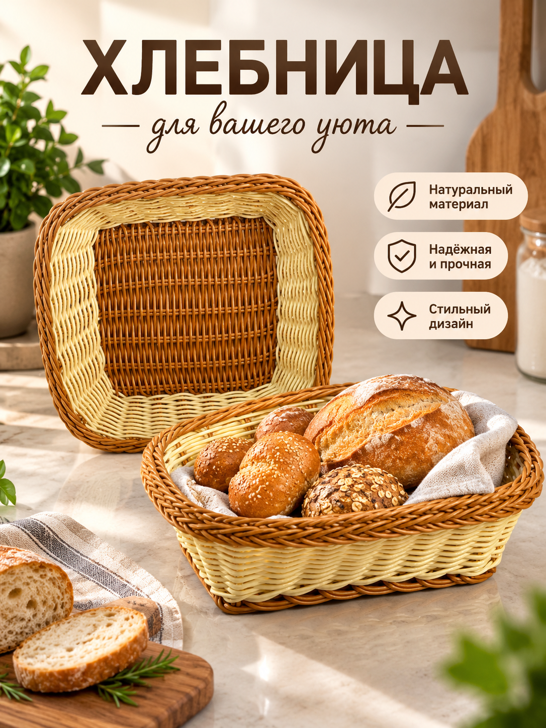 Контейнеры для хлеба и хлебобулочных изделий, хлебная корзина, хлебница