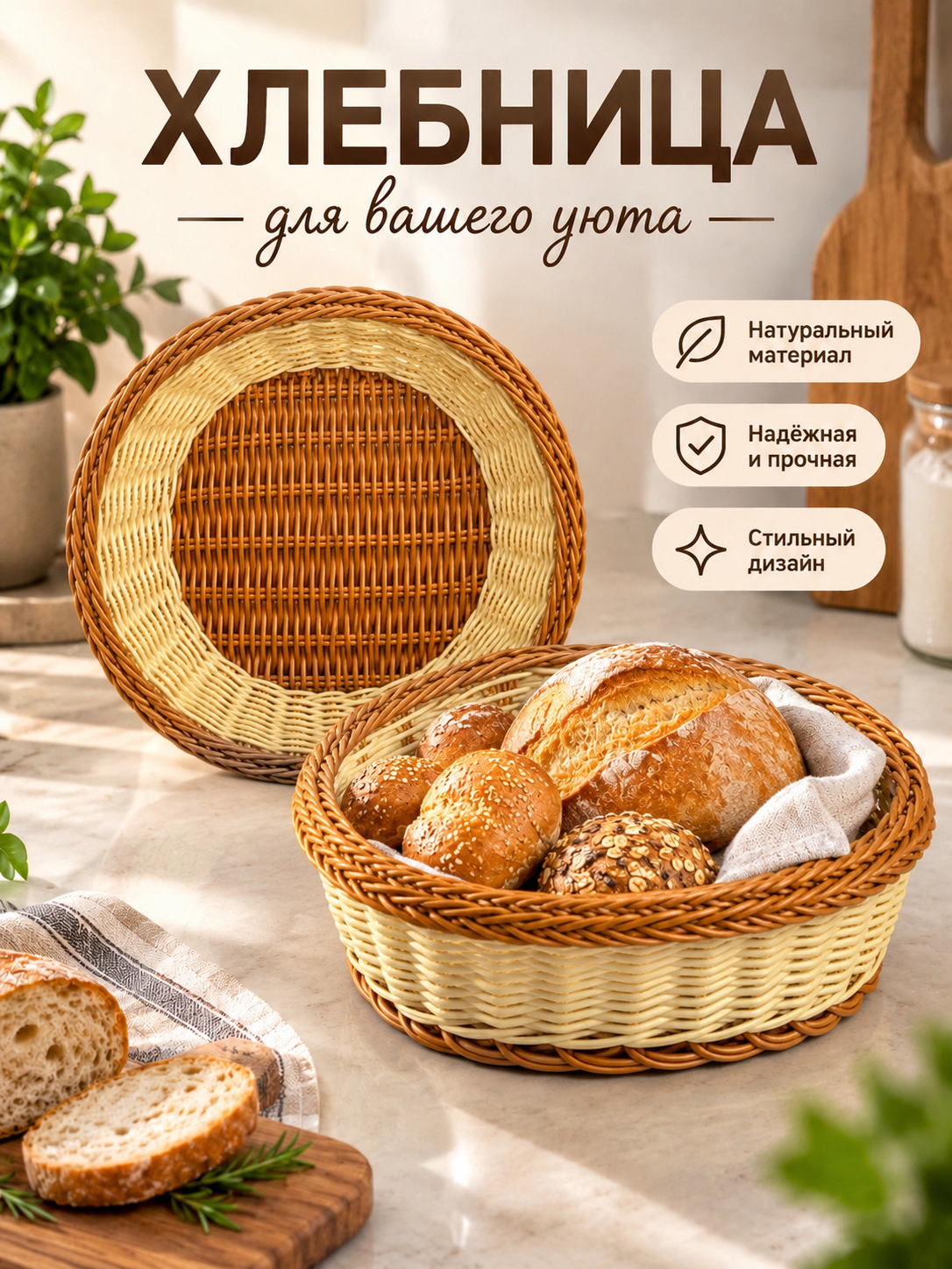 Контейнеры для хлеба и хлебобулочных изделий, хлебная корзина, хлебница
