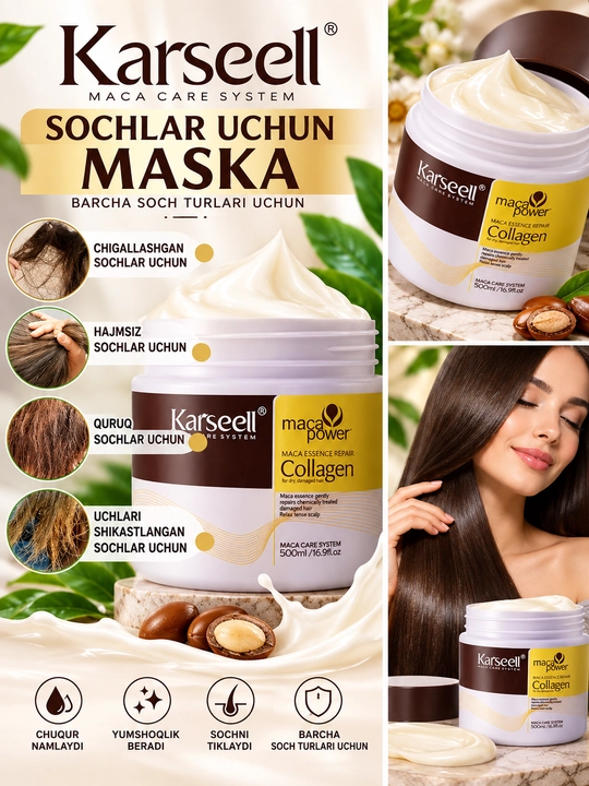 Karseel маска для волос с коллагеном, маска бальзам