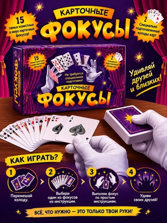 Karta fokuslari to‘plami — bolalar va kattalar uchun 15 ta fokus - 