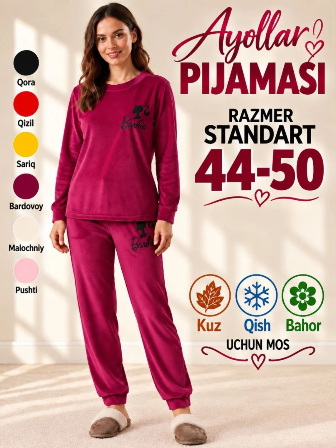 Pijama ayollar uchun, uy uchun kiyim, ikki qismli pijama, standart - 
