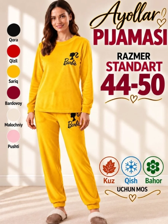 Pijama ayollar uchun, uy uchun kiyim, ikki qismli pijama, standart - 