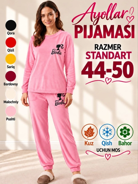 Pijama ayollar uchun, uy uchun kiyim, ikki qismli pijama, standart - 