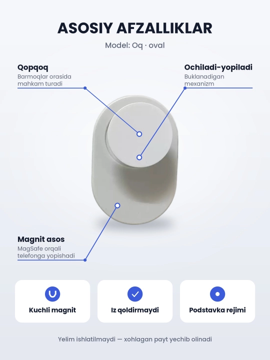 MagSafe popsoket, magnitli telefon ushlagichi va podstavka, yechiladigan, 7 xil model