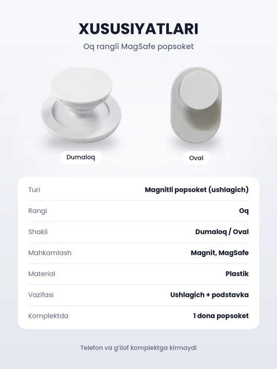 MagSafe popsoket, magnitli telefon ushlagichi va podstavka, yechiladigan, 7 xil model