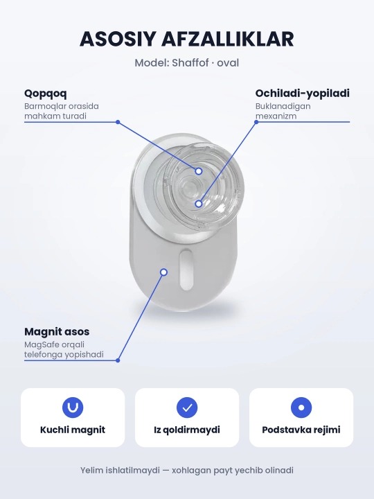 MagSafe popsoket, magnitli telefon ushlagichi va podstavka, yechiladigan, 7 xil model
