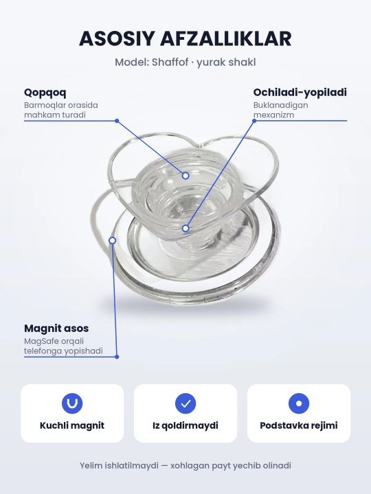 MagSafe popsoket, magnitli telefon ushlagichi va podstavka, yechiladigan, 7 xil model