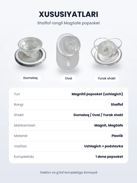 MagSafe popsoket, magnitli telefon ushlagichi va podstavka, yechiladigan, 7 xil model