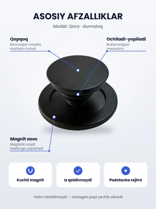 MagSafe popsoket, magnitli telefon ushlagichi va podstavka, yechiladigan, 7 xil model