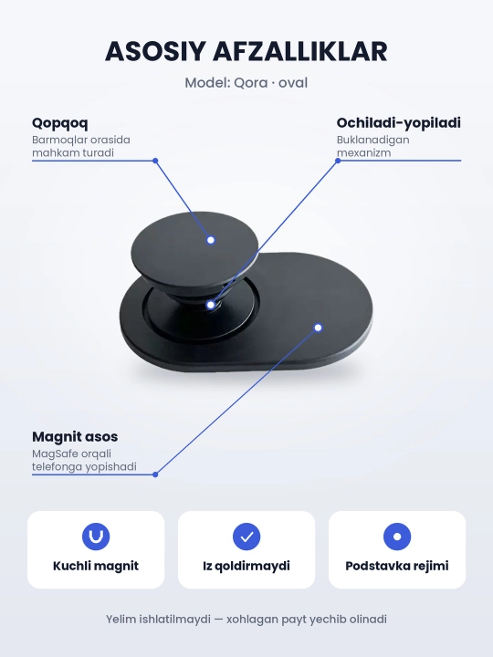 MagSafe popsoket, magnitli telefon ushlagichi va podstavka, yechiladigan, 7 xil model