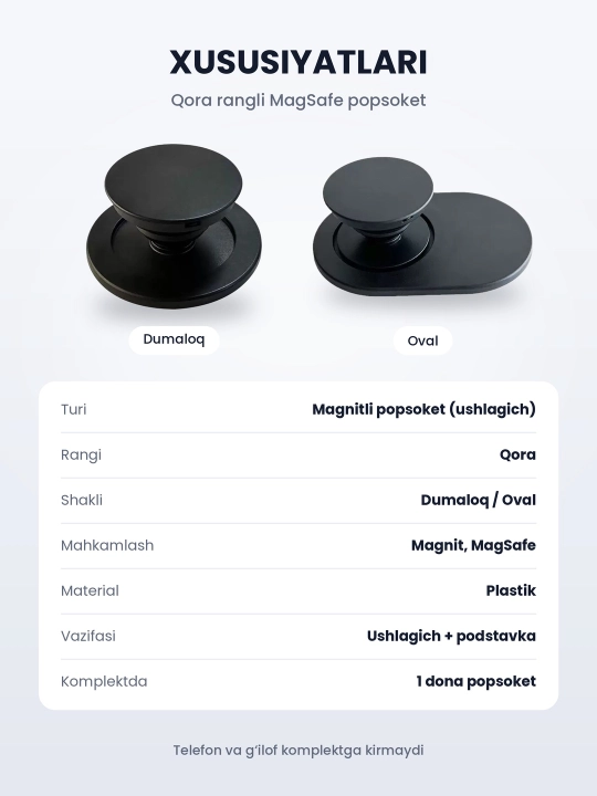 MagSafe popsoket, magnitli telefon ushlagichi va podstavka, yechiladigan, 7 xil model