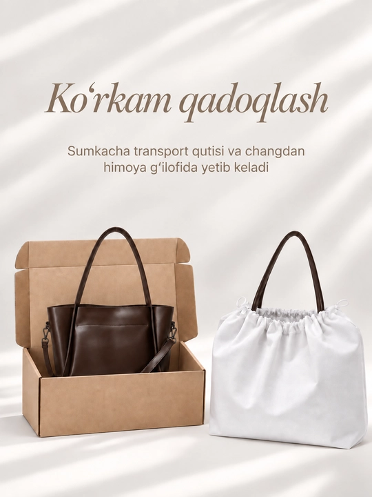 Ayollar sumkasi, charm, shopper, A4 Monette tabiiy charm, yelkadan oshirib kiyiladigan