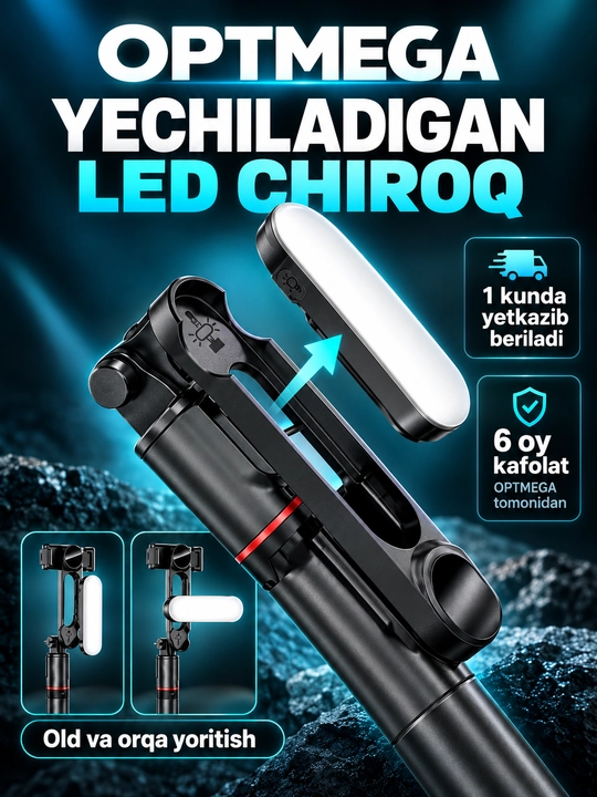 Shtativ telefon uchun, selfi tayoqchasi 4-in-1, teleskopik, Bluetooth pult