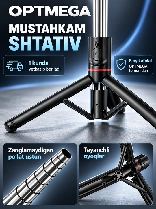 Shtativ telefon uchun, selfi tayoqchasi 4-in-1, teleskopik, Bluetooth pult