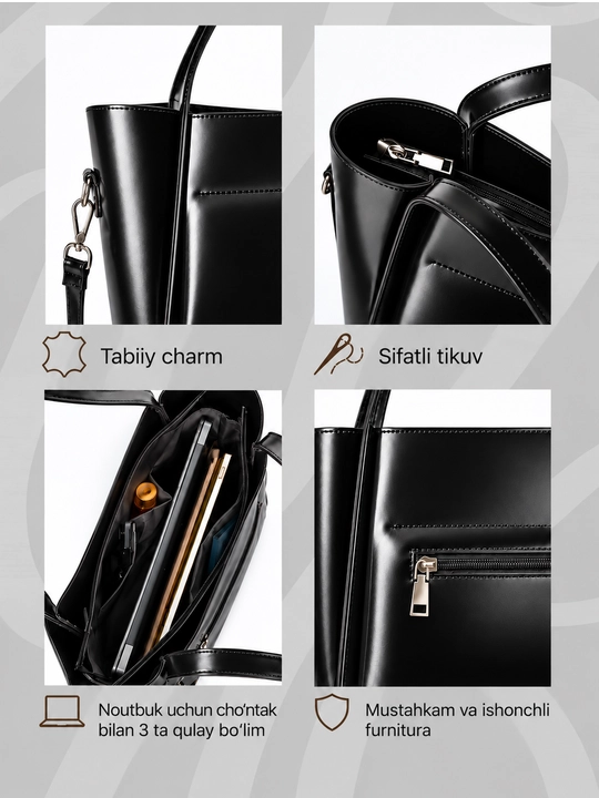Ayollar sumkasi, charm, shopper, A4 Monette tabiiy charm, yelkadan oshirib kiyiladigan