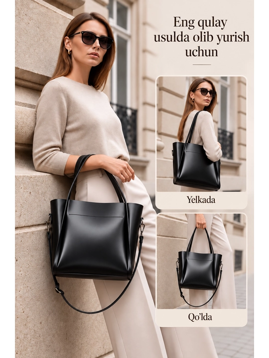 Ayollar sumkasi, charm, shopper, A4 Monette tabiiy charm, yelkadan oshirib kiyiladigan
