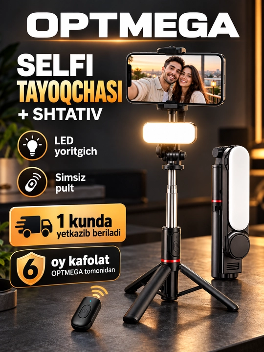Штатив для телефона, селфи-палка 4 в 1, телескопический, Bluetooth-пульт