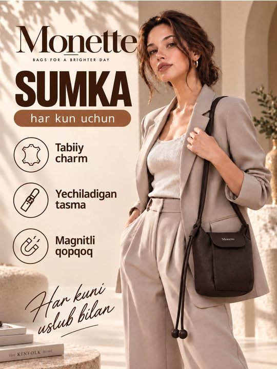 Koja sumka ayollar uchun bochka bucket Monette tabiiy charm yelkaga Italiya - 