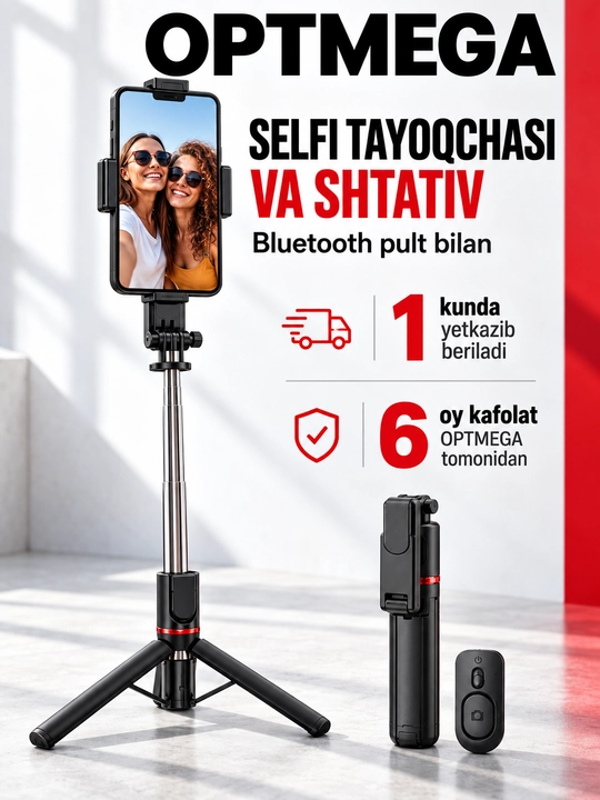 Штатив для телефона, селфи-палка 4 в 1, телескопический, Bluetooth-пульт