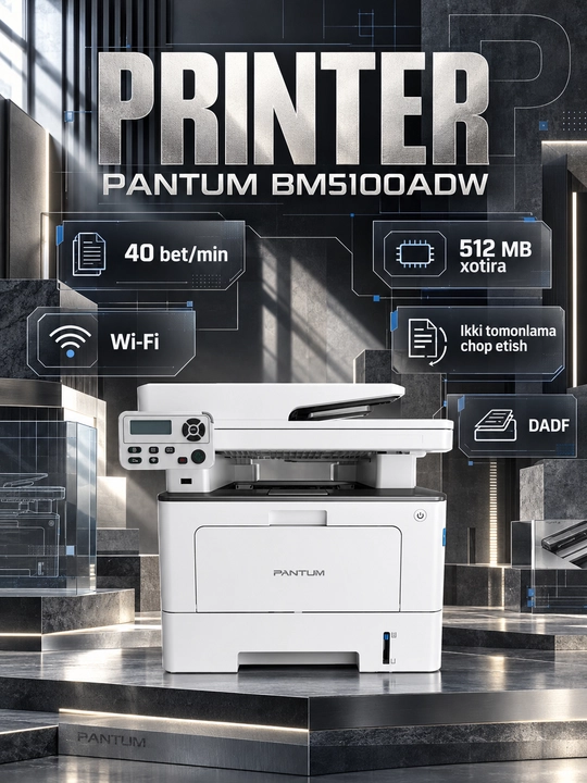 Лазерное МФУ Pantum BM5100ADW, A4, 40 стр/мин, Wi-Fi, 512 МБ, дуплекс, DADF - 