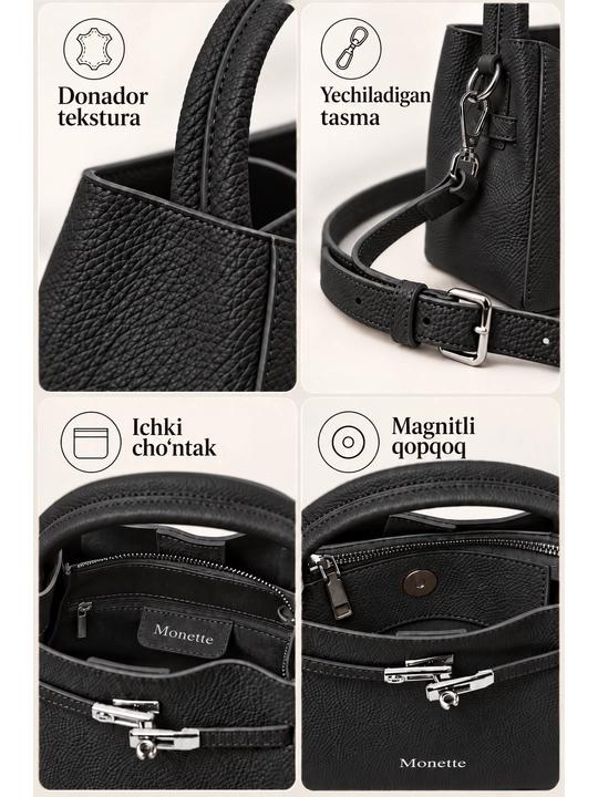 Koja sumka ayollar uchun tote Monette tabiiy charm yelkaga qulfli Italiya