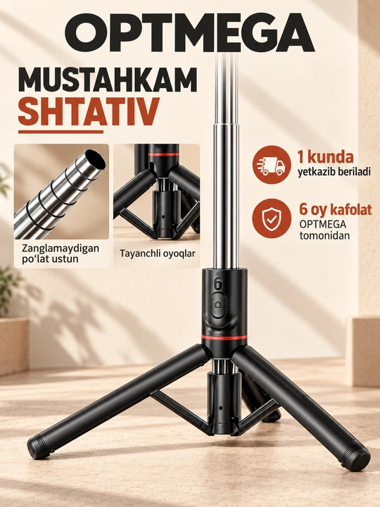 Shtativ telefon uchun, selfi tayoqchasi 4-in-1, teleskopik, Bluetooth pult
