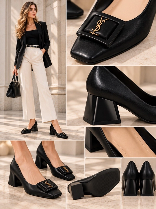 Ayollar uchun klassik qora tufli — o'rtacha poshnali,  elegant model