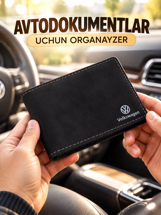 Alkantara matosidan tayyorlangan avtomobil hujjatlari uchun organayzer, BYD, BMW, Mercedes - 