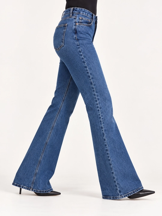 Джинсы клеш от колена винтажные буткат Женские джинсы Bootcut, черные, Mid Rise