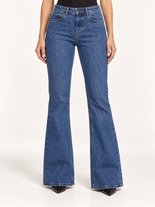 Джинсы клеш от колена винтажные буткат Женские джинсы Bootcut, черные, Mid Rise