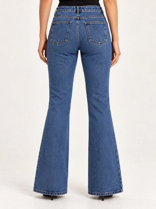 Джинсы клеш от колена винтажные буткат Женские джинсы Bootcut, черные, Mid Rise