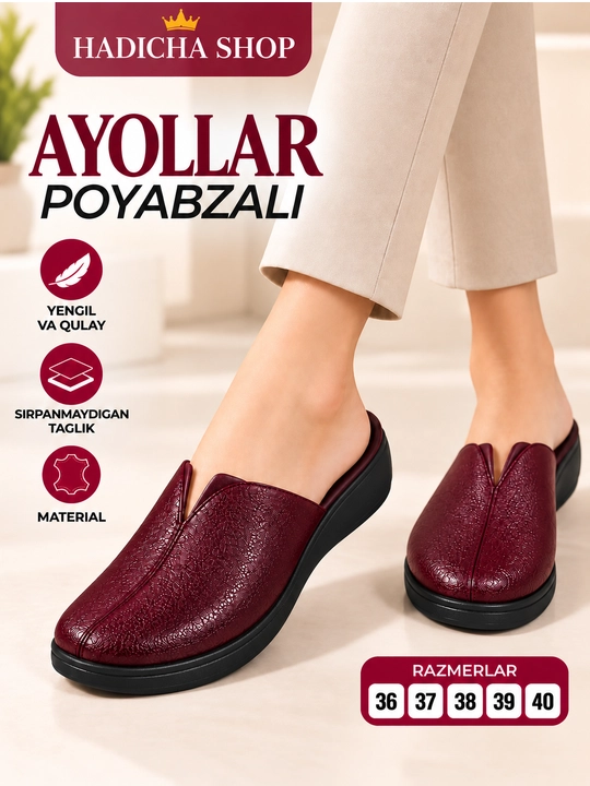 Ayollar tapochkasi, qora tapochka, ayollar oyoq kiyimi, uy tapochkasi, ayollar shippagi - 