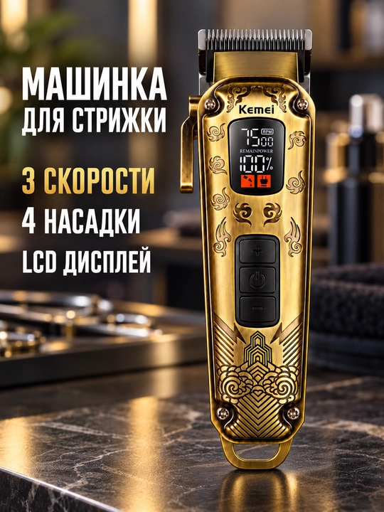 Триммер машинка для стрижки волос и бороды - 