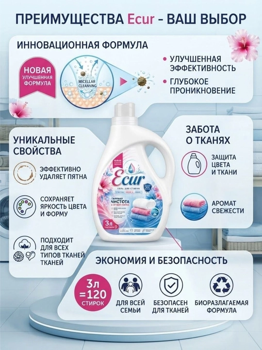 ECOURMAX kir yuvish uchun gel 3 litr - 