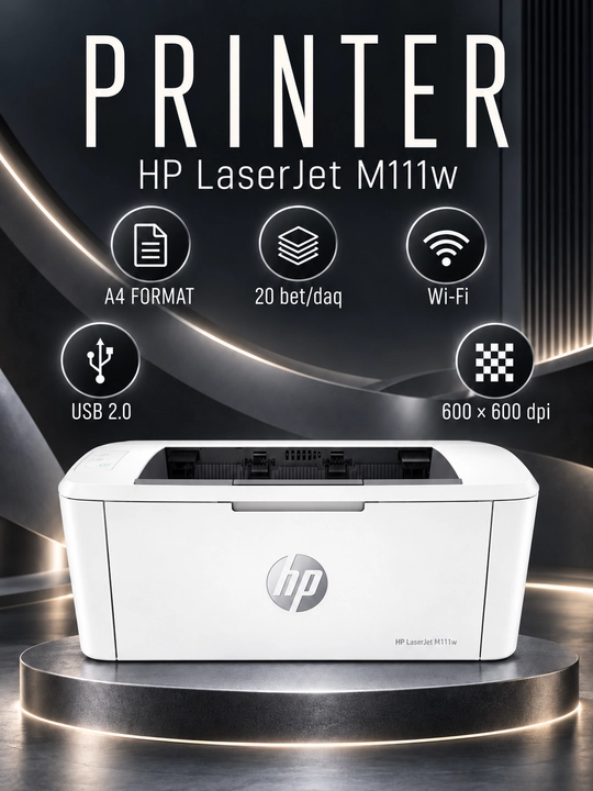 Принтер HP LaserJet M111w, лазерный, A4, 20 стр/мин, Wi-Fi, USB 2.0, 600×600 dpi, белый - 