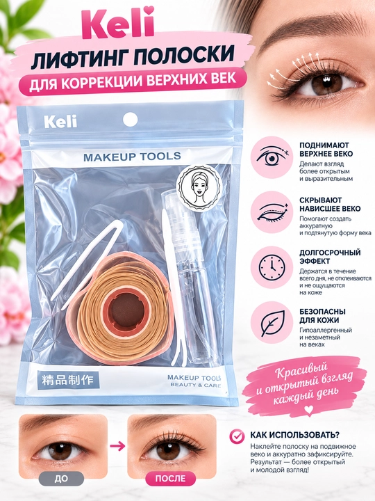 Подъемные полоски для век, Лифтинг полоски для коррекции верхних век и набор - 