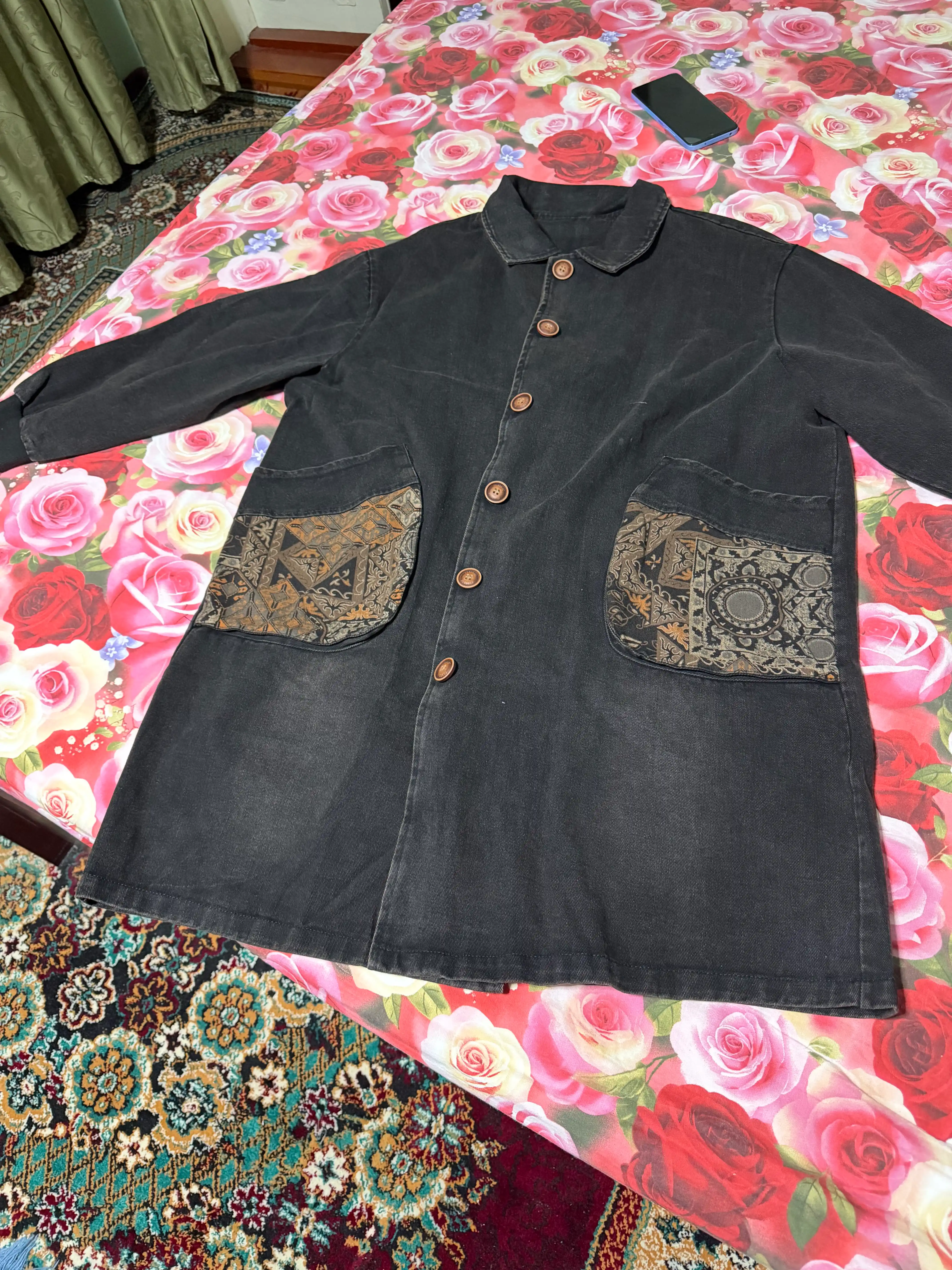 Ayollar uchun kapushonli uzun jinsi kardigan, oversize, 56–60 razmer