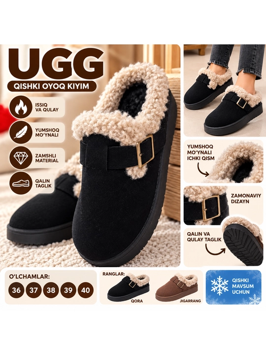 Ayollar va qizlar uchun qishki UGG — issiq, mo‘ynali, zamshli qishki oyoq kiyim - 