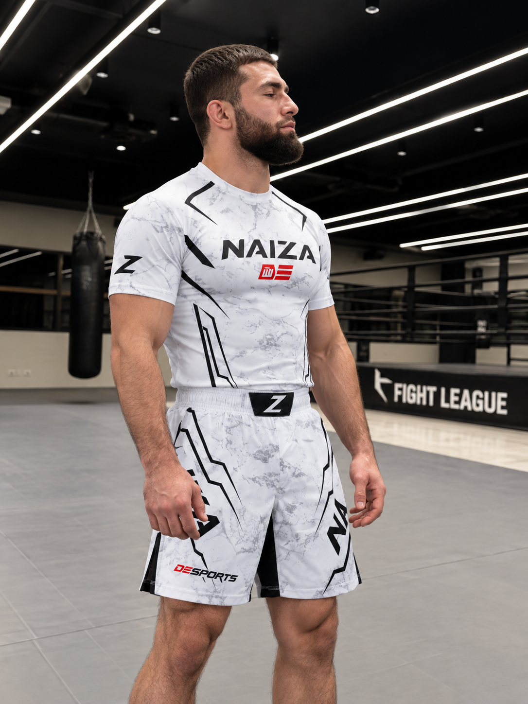 Спортивный комплект NAIZA, футболка и шорты для ММА, фитнеса и тренировок - 