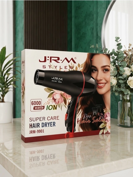 Профессиональный фен для волос J.R.M Styler JRM-9901 6000W с ионизацией (2 насадки) - 