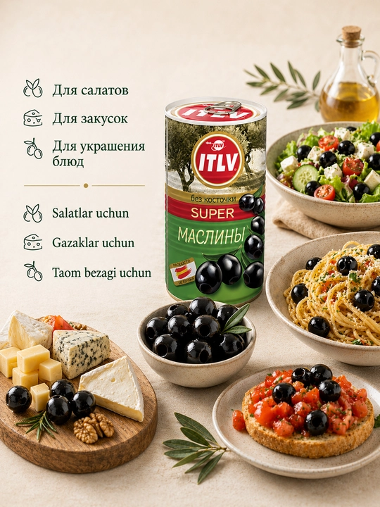 Qora zaytun Super ITLV danaksiz, 370 ml