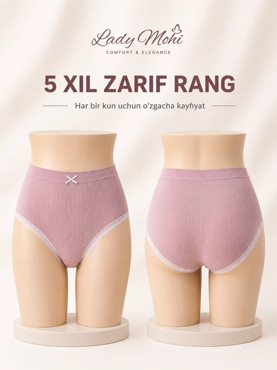 Ayollar slip-trusi to‘plami, sovg‘a qadog‘ida 5 dona