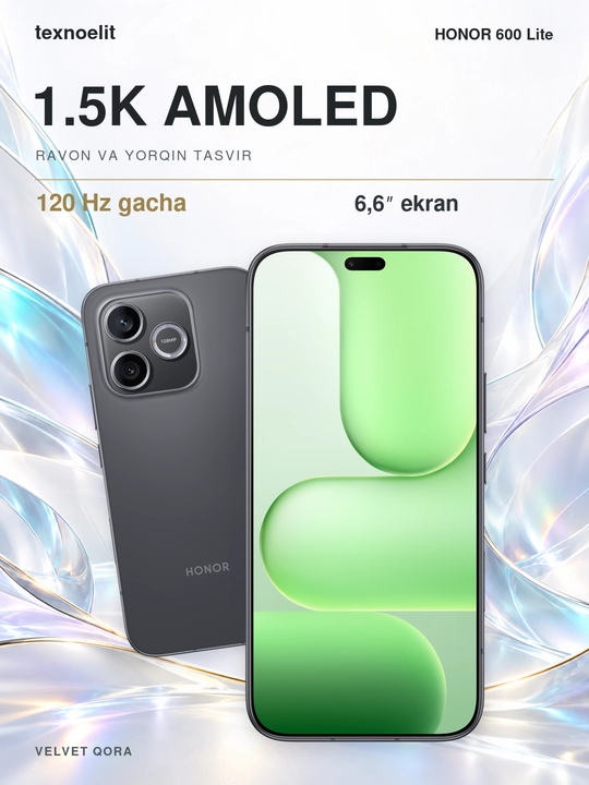 HONOR 600 Lite 5G zarbalarga chidamli smartfon, 8/256 GB +Smart watch sovg‘aga
