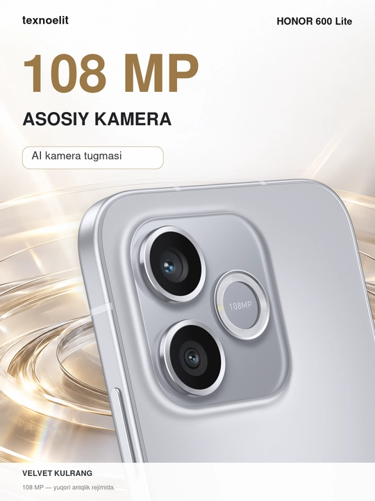 HONOR 600 Lite 5G zarbalarga chidamli smartfon, 8/256 GB +Smart watch sovg‘aga